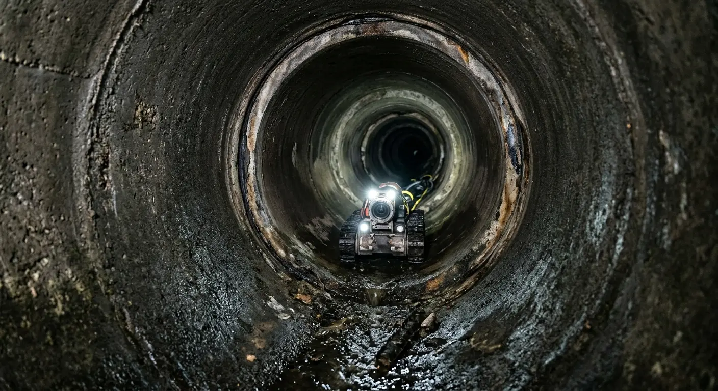 Robotic sewer camera inspecting pipe interior for Drain Snake Service in Oakwood